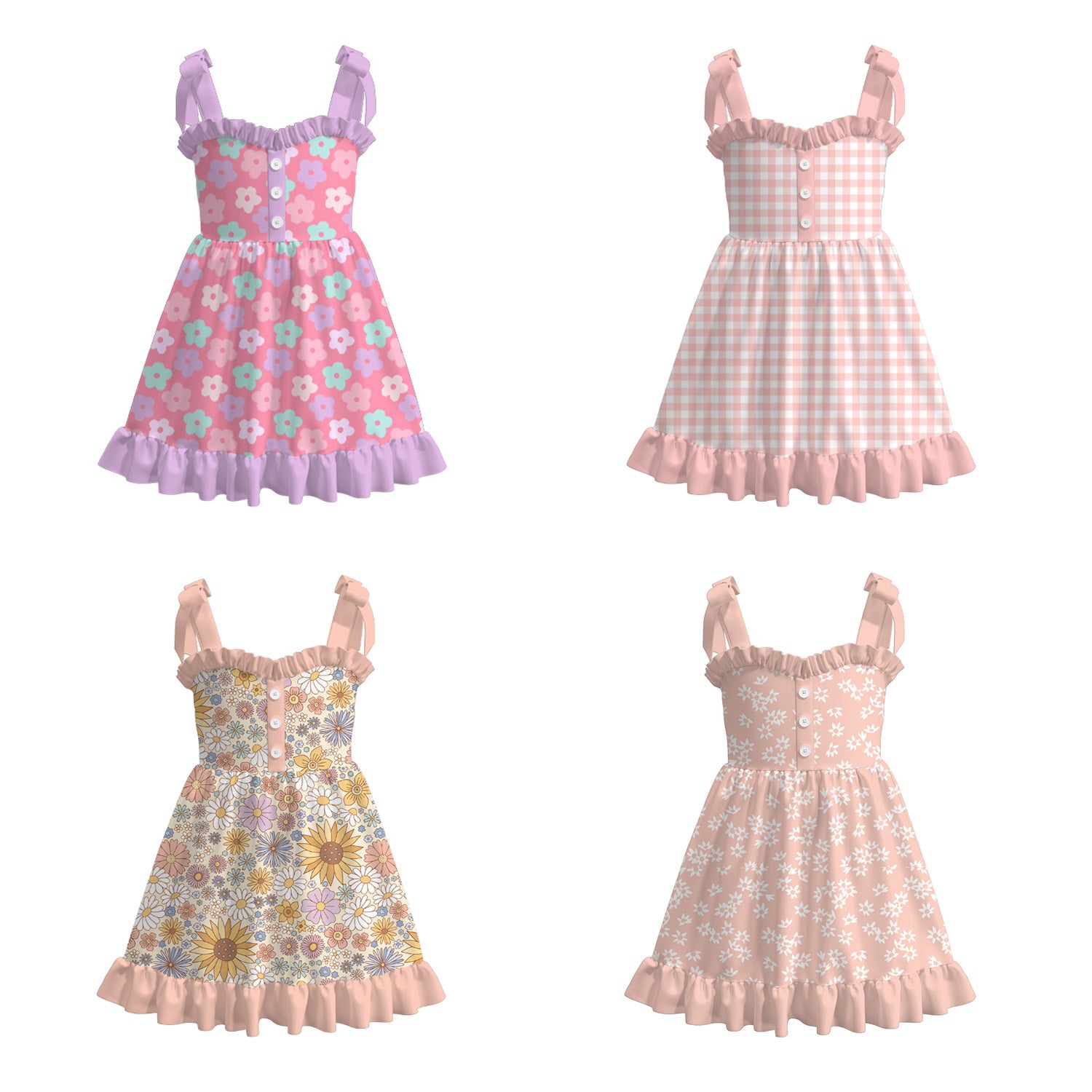 （Pre Order）Girls Spring and Summer Floral Print Slip Dress
