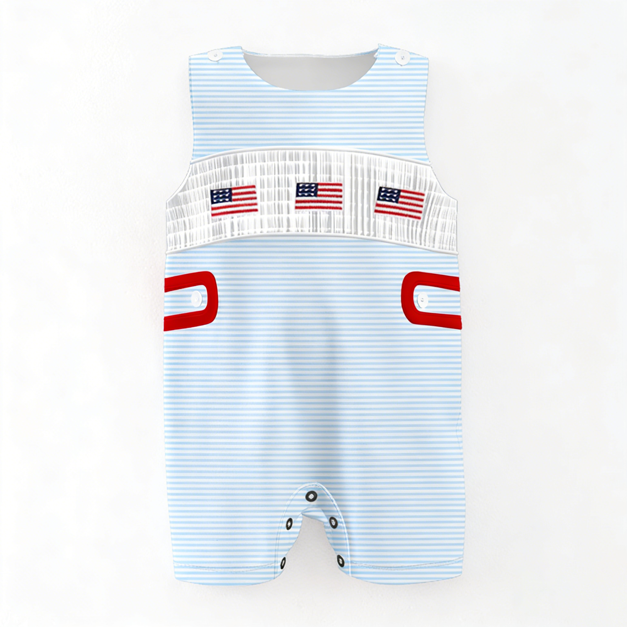 （Pre Order,Prepack Zone）Family Patriotic Embroidery Smocked Dress,Set&Romper（Mix Size）