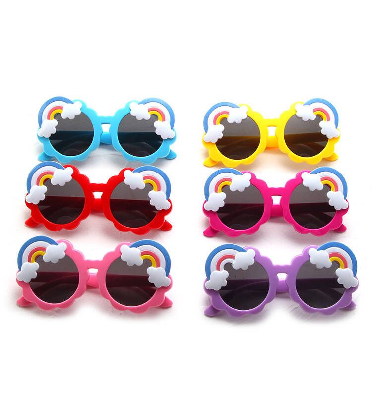 （Pre Order）Kids Trendy Rainbow-shaped Round Frame Sunglasses