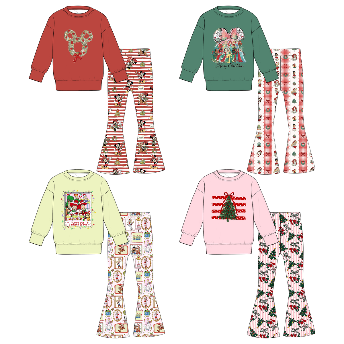 （Weekly Pre-Order）Girls Christmas Print Twill Sweatshirt Suit（Ends 9.27）