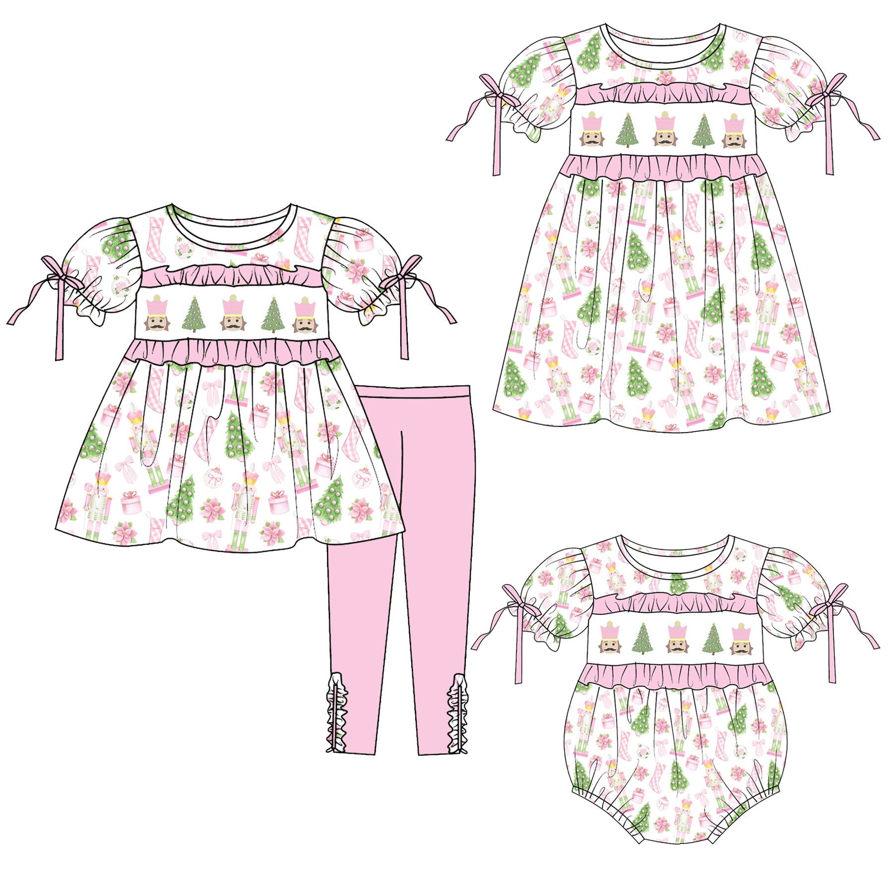 （Weekly Pre-Order）Sisters Christmas Embroidery Smocked Dress,Set&Romper（Ends 8.23）