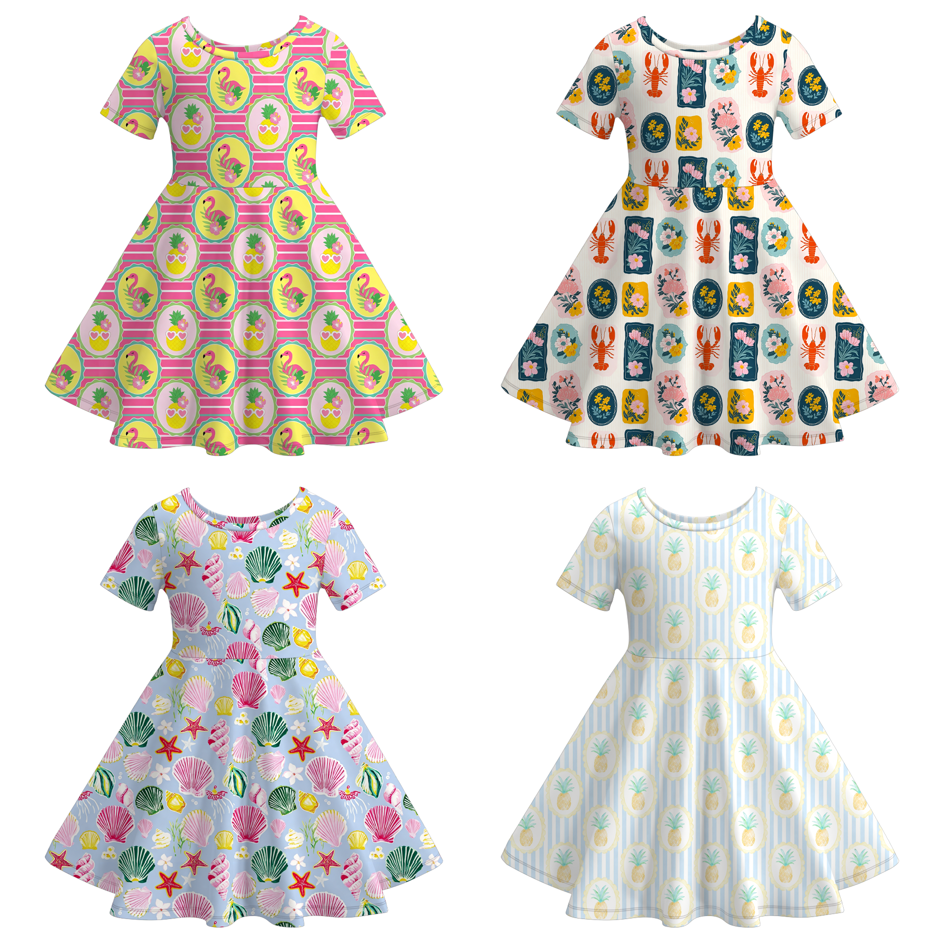 （Pre Order+Prepack Zone）Girls Summer Seaside Print Dress