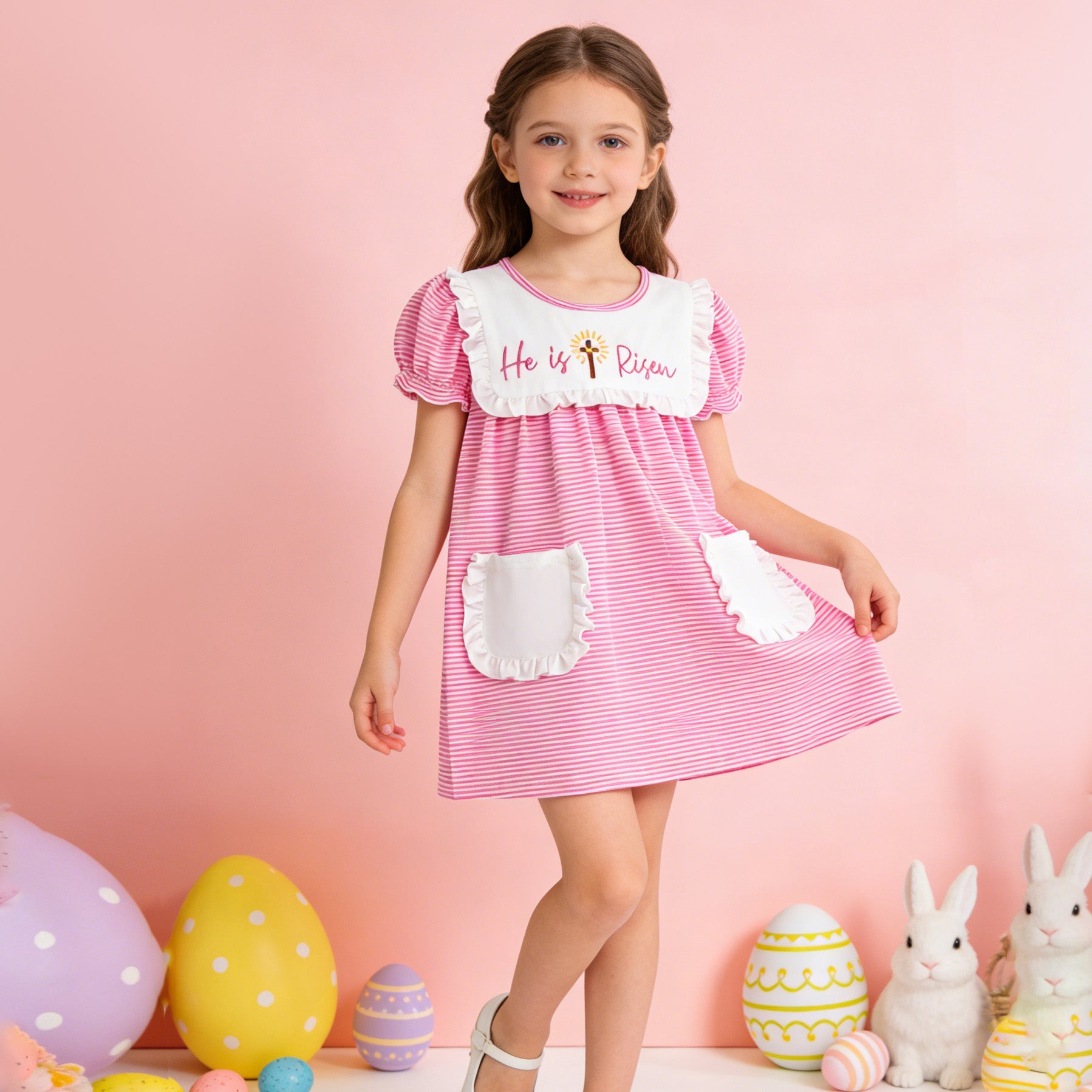 （In Stock）Siblings Easter Embroidery Dress,Set&Romper