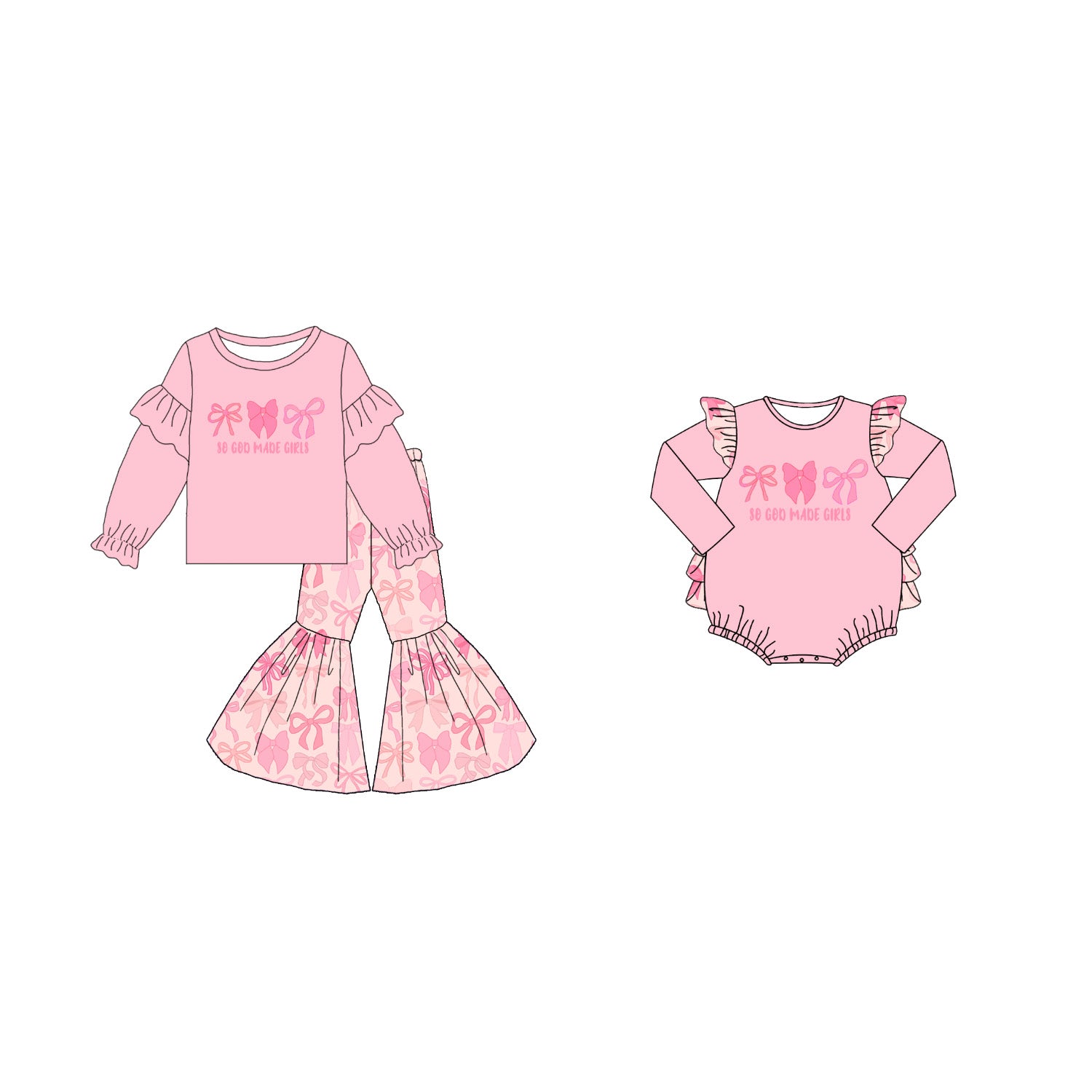 （Pre Order）Family Christmas Bow Applique Set&Romper