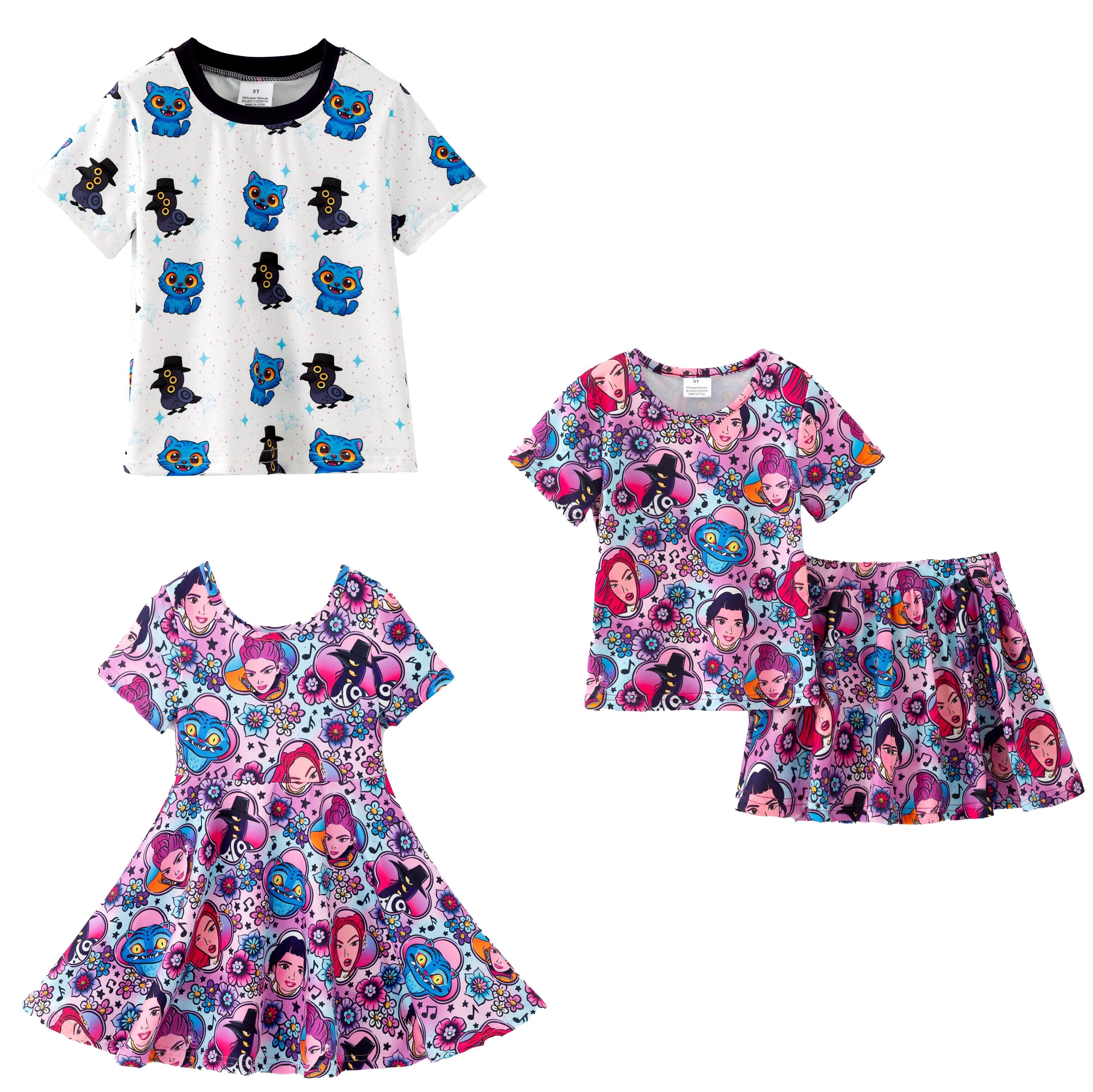 （Pre Order,Prepack Zone）Family Movie Character Print Dress,Set&Top