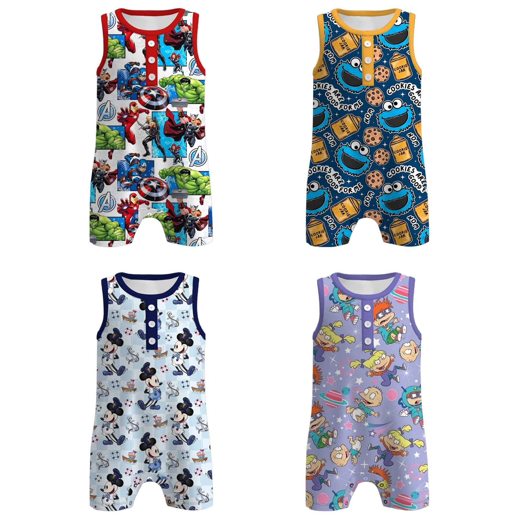 （Pre Order+Prepack Zone）Brothers Spring&Summer Cartoon Print Romper