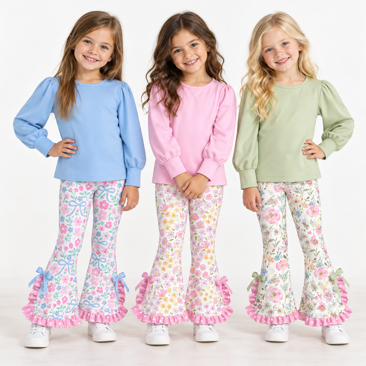 （Weekly Pre-Order）Girls Spring&Summer Floral Print Ruffle Outfit Set（Ends 11.1）