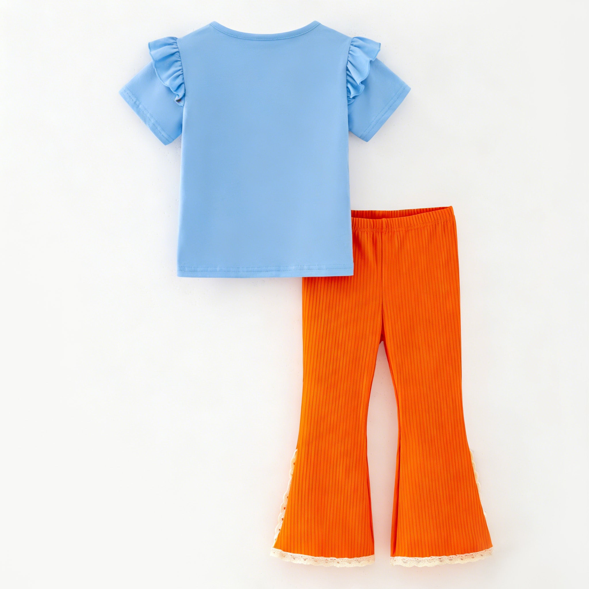 （In Stock）Girls Fall Print Ruffle Outfit Set