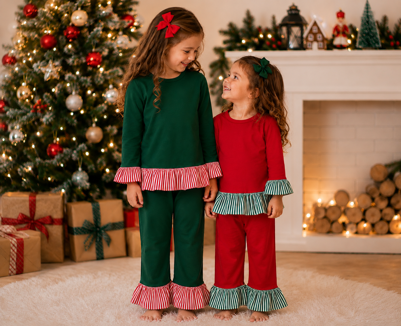 （Weekly Pre-Order）Girls Fall Solid Color Ruffle Outfit Set（Ends 9.6）