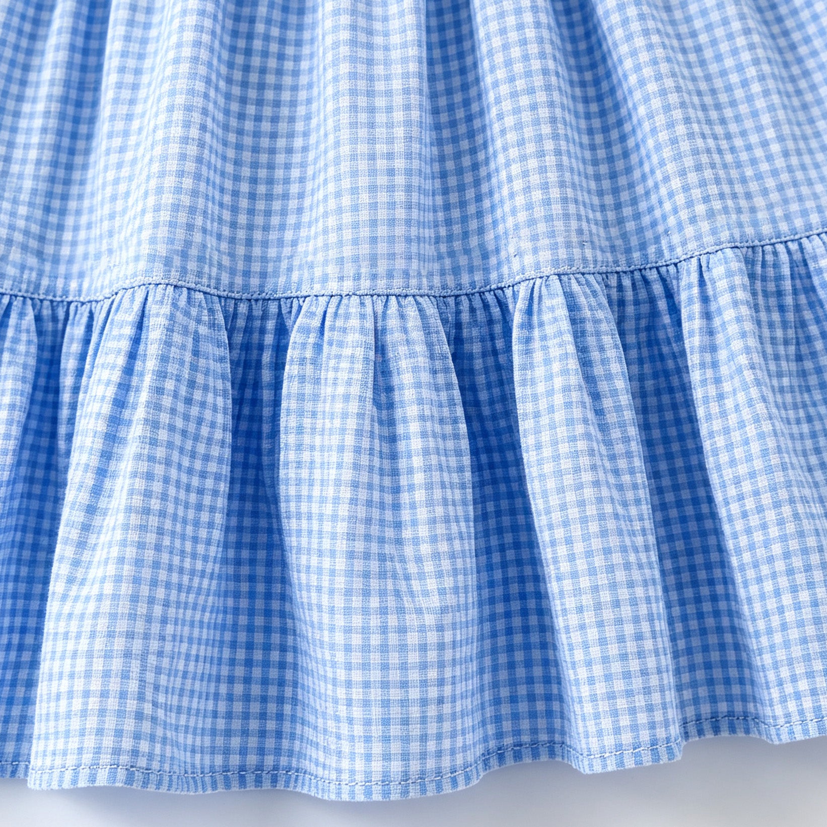 （In Stock）Girls Fall Smocked Blue Plaid Cotton Dress