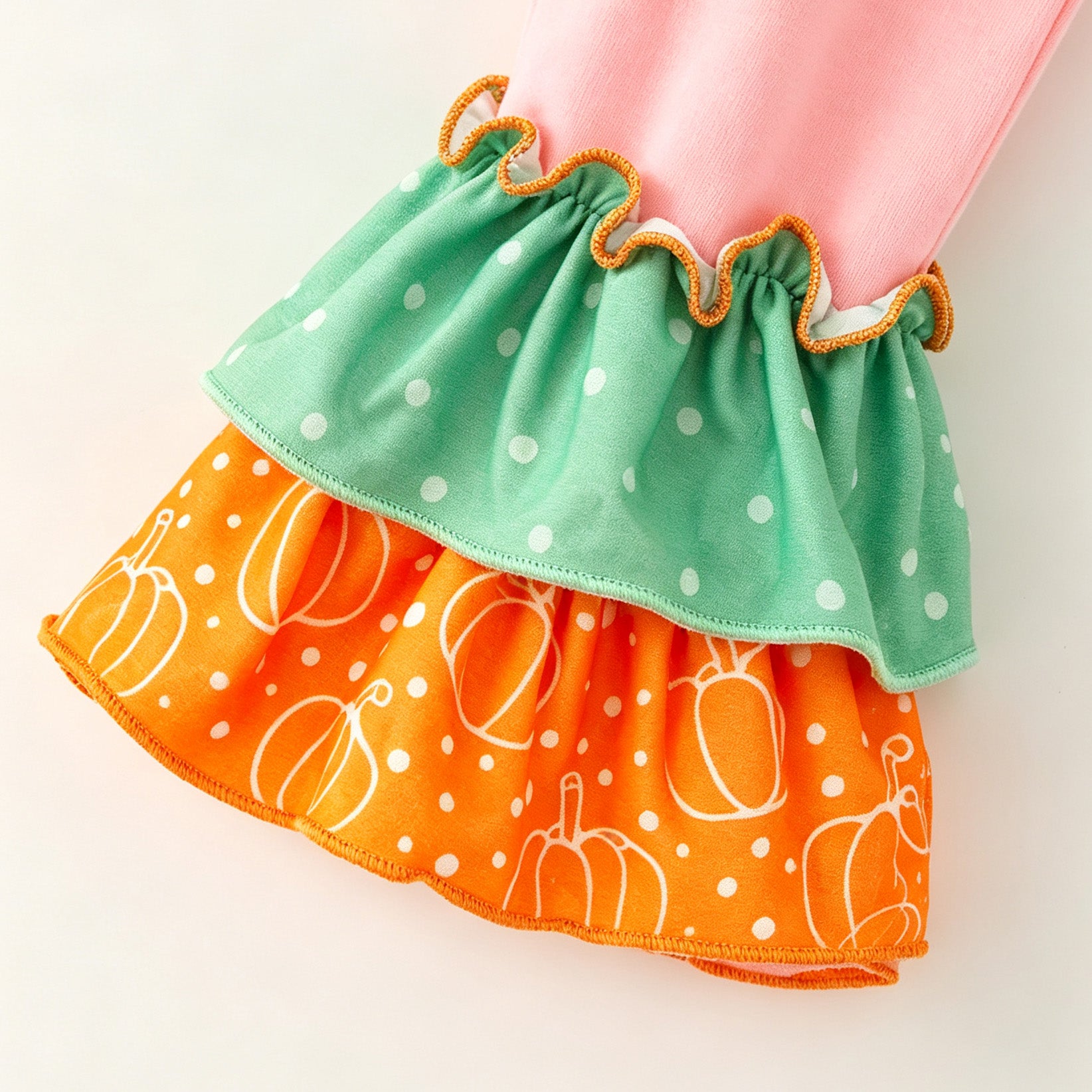 （In Stock）Girls Pumpkin Applique Outfit Set