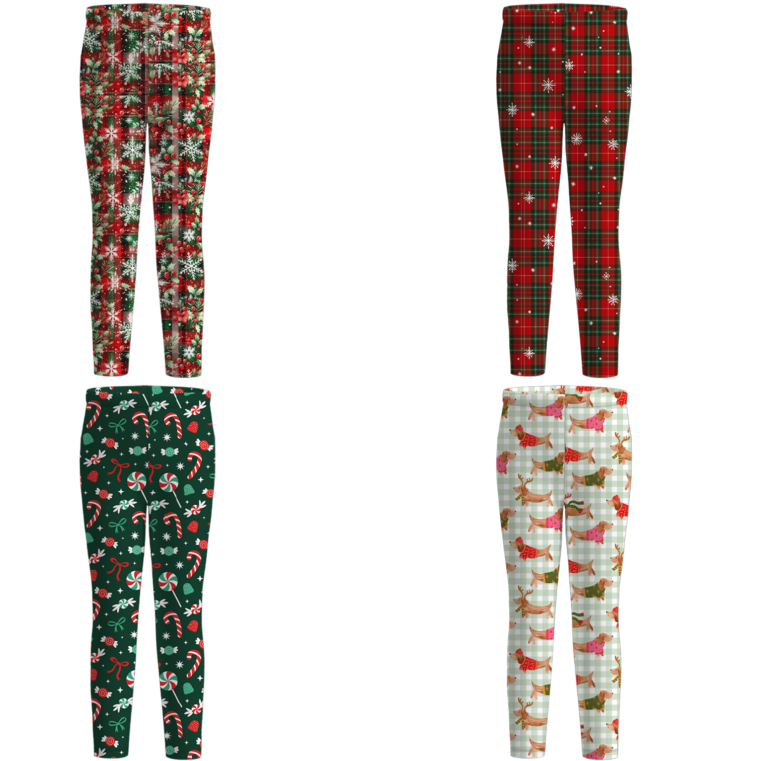 （Pre Order）Girls Christmas Cartoon Print Pants
