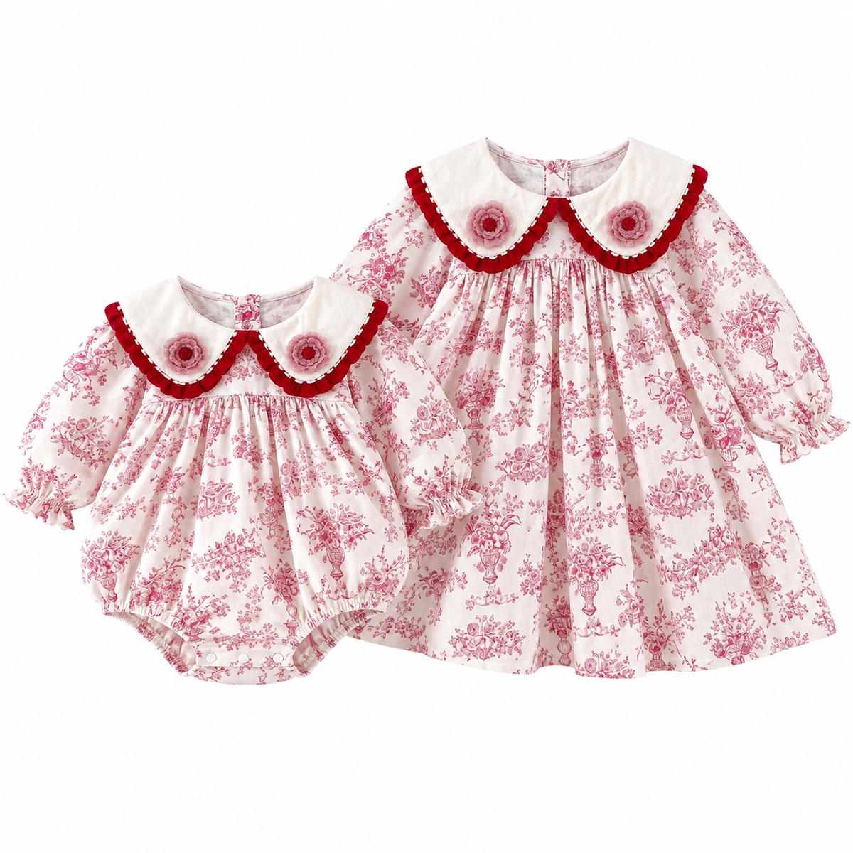 （Pre Order 2 Weeks）Sisters Fall Floral Collar Dress&Romper