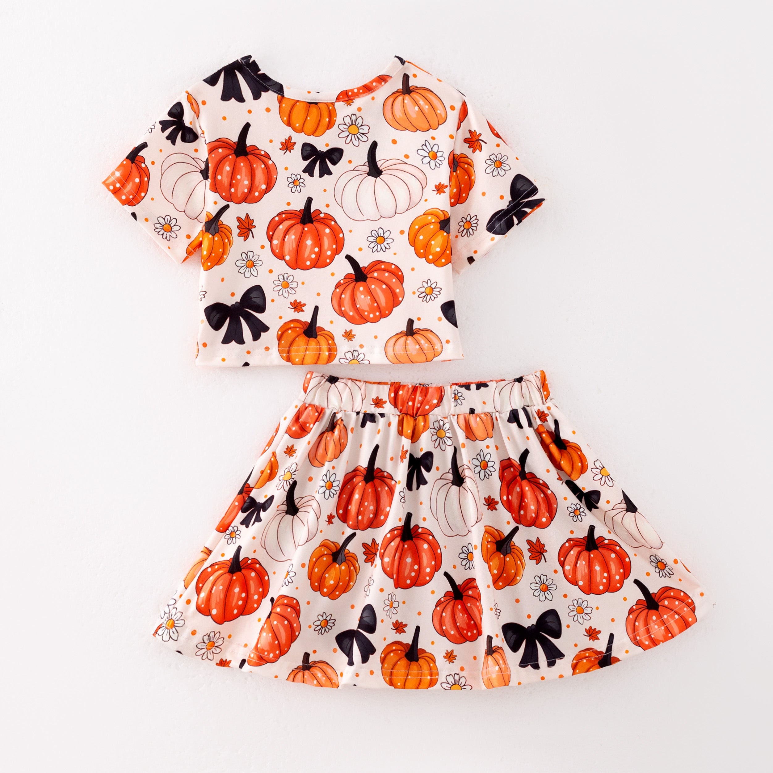 （Pre Order）Girls Halloween Cartoon Print Skort Set