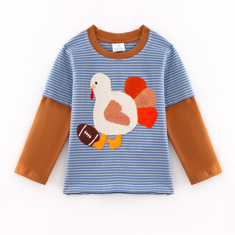 （In Stock）Boys Thanksgiving Turkey Chenille Patches Cotton Top