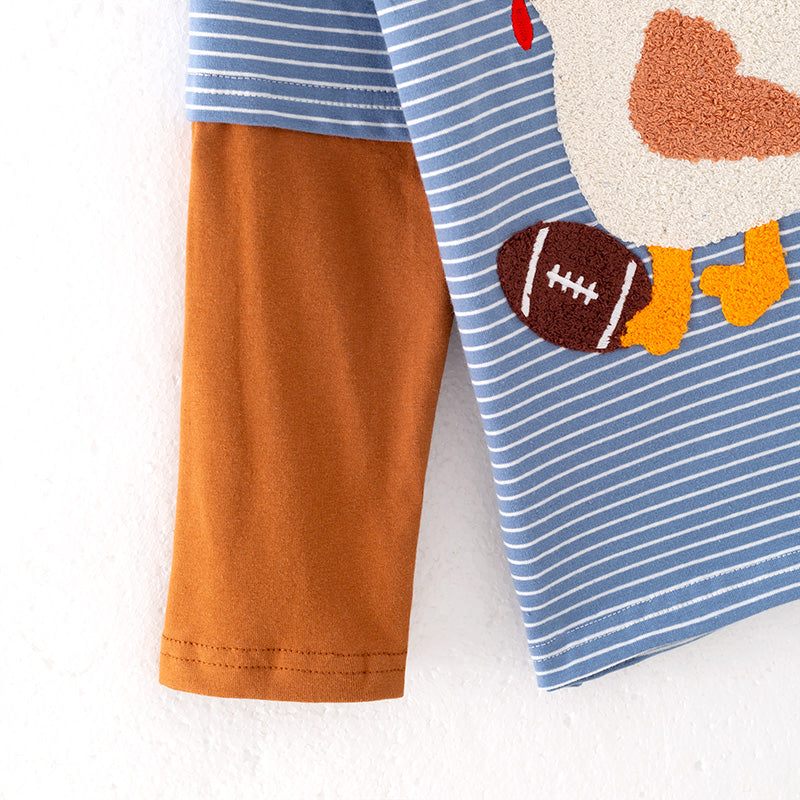 （In Stock）Boys Thanksgiving Turkey Chenille Patches Cotton Top