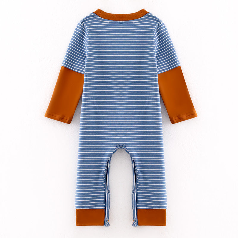 （In Stock）Toddler Boys Thanksgiving Turkey Chenille Patches Cotton Romper