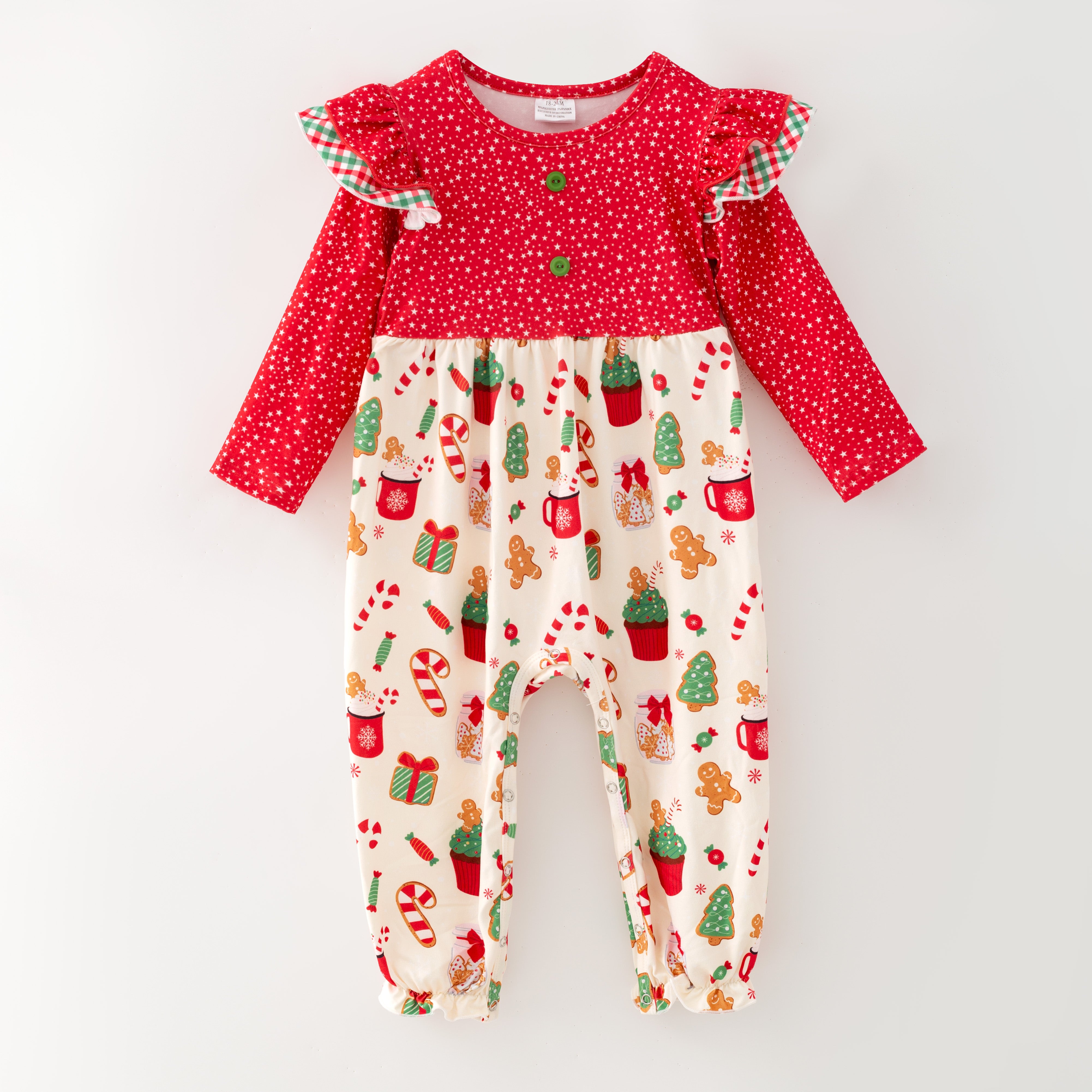 （In Stock）Toddler Girls Christmas Print Romper