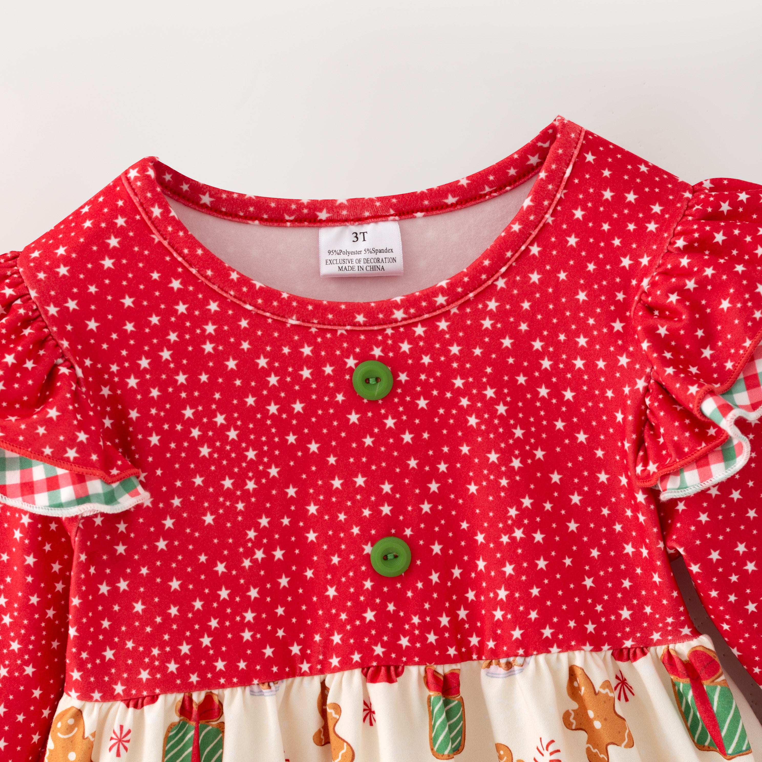 （In Stock）Girls Christmas Print Outfit Set