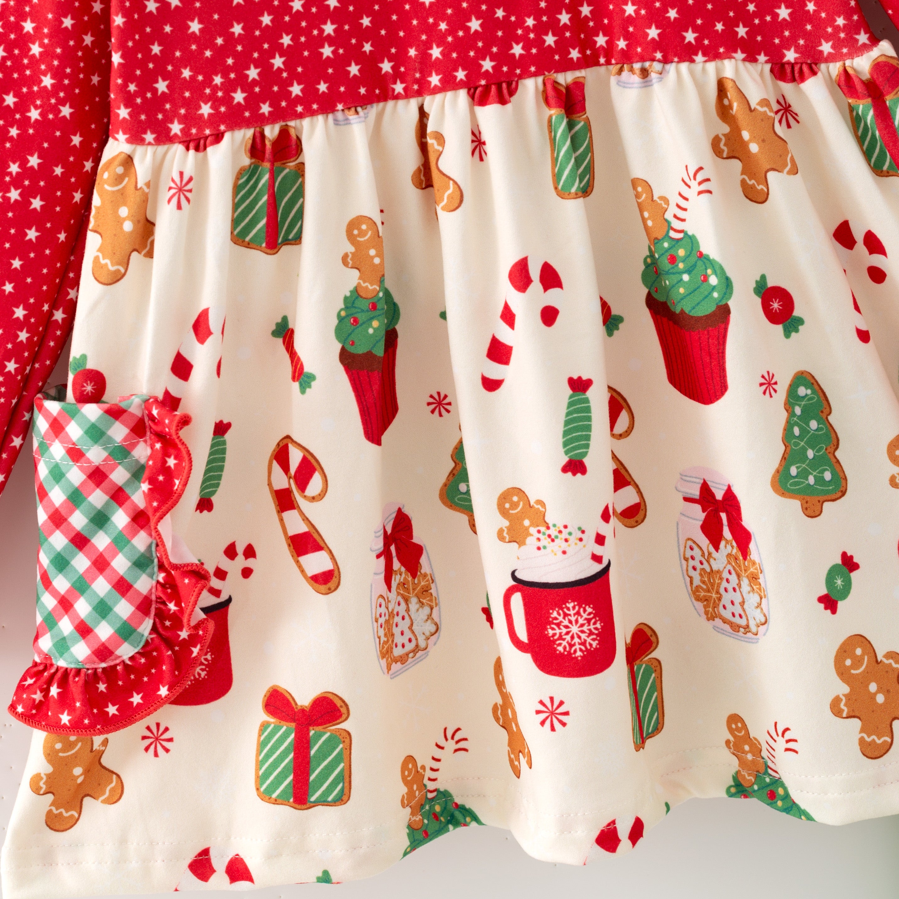 （In Stock）Girls Christmas Print Outfit Set