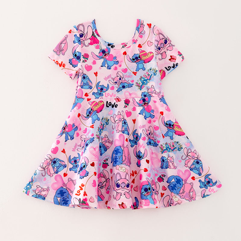 （In Stock）One Pack(6 Pieces total) Sale Girls Cartoon Print Party Dress