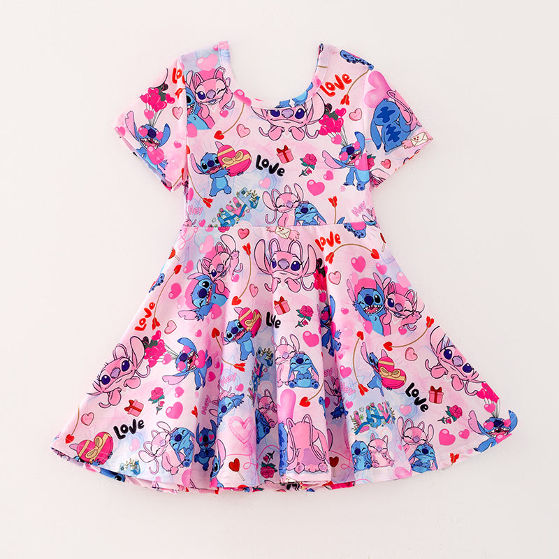 （In Stock）One Pack(6 Pieces total) Sale Girls Cartoon Print Party Dress