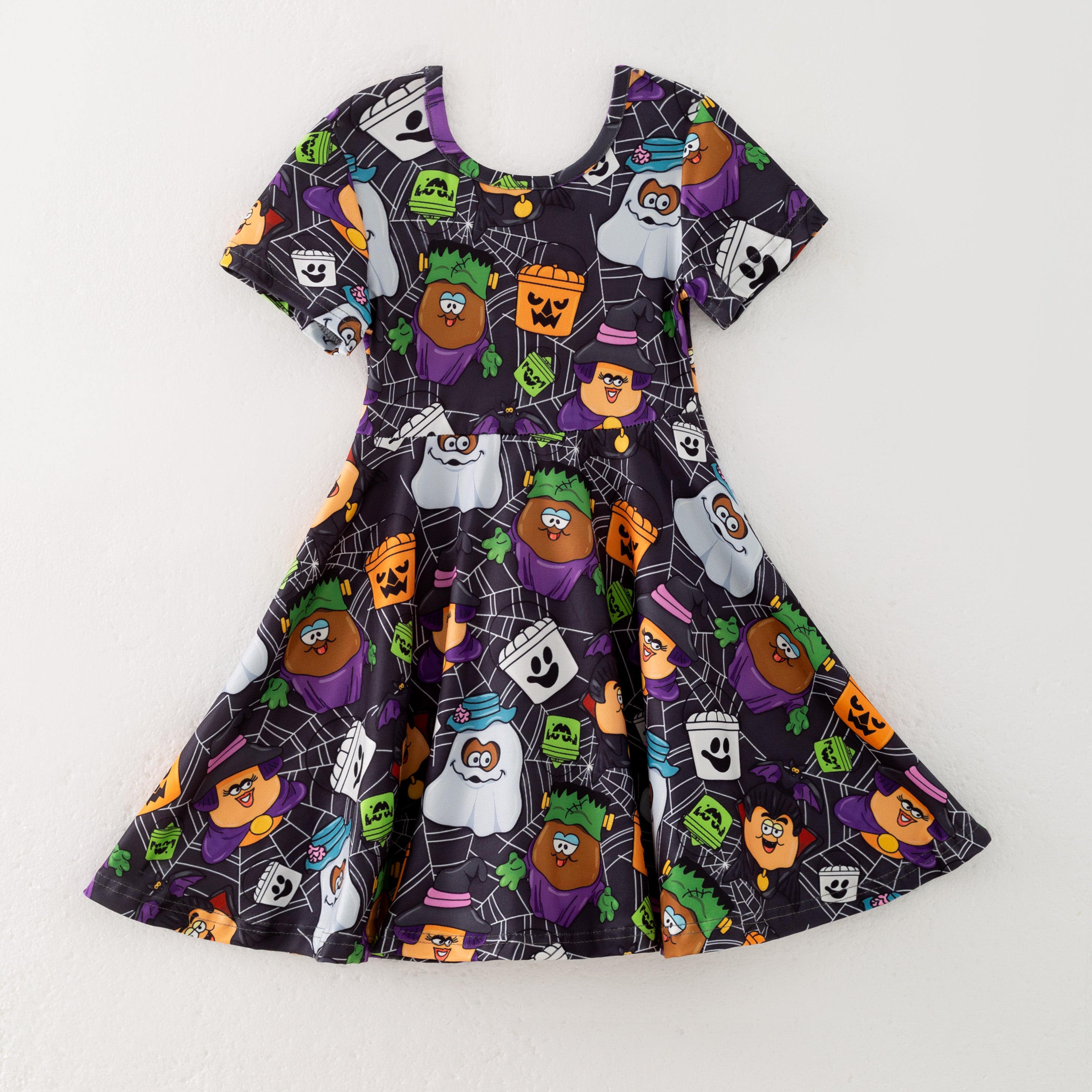 （Pre Order）Girls Halloween Pumpkin Print Dress