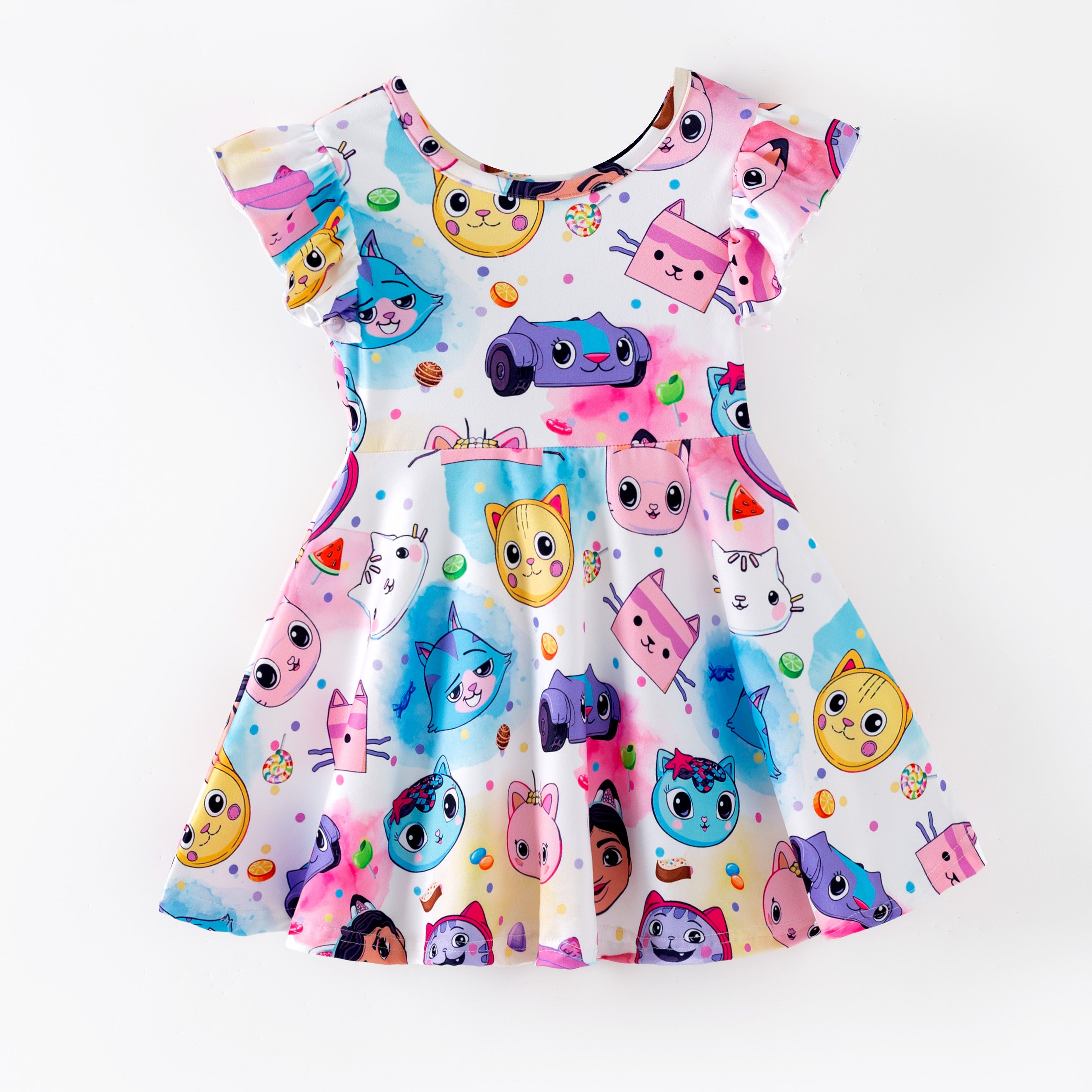 （Pre Order,Prepack Zone）Girls Spring&Summer Cartoon Print Dress（Mix Size）