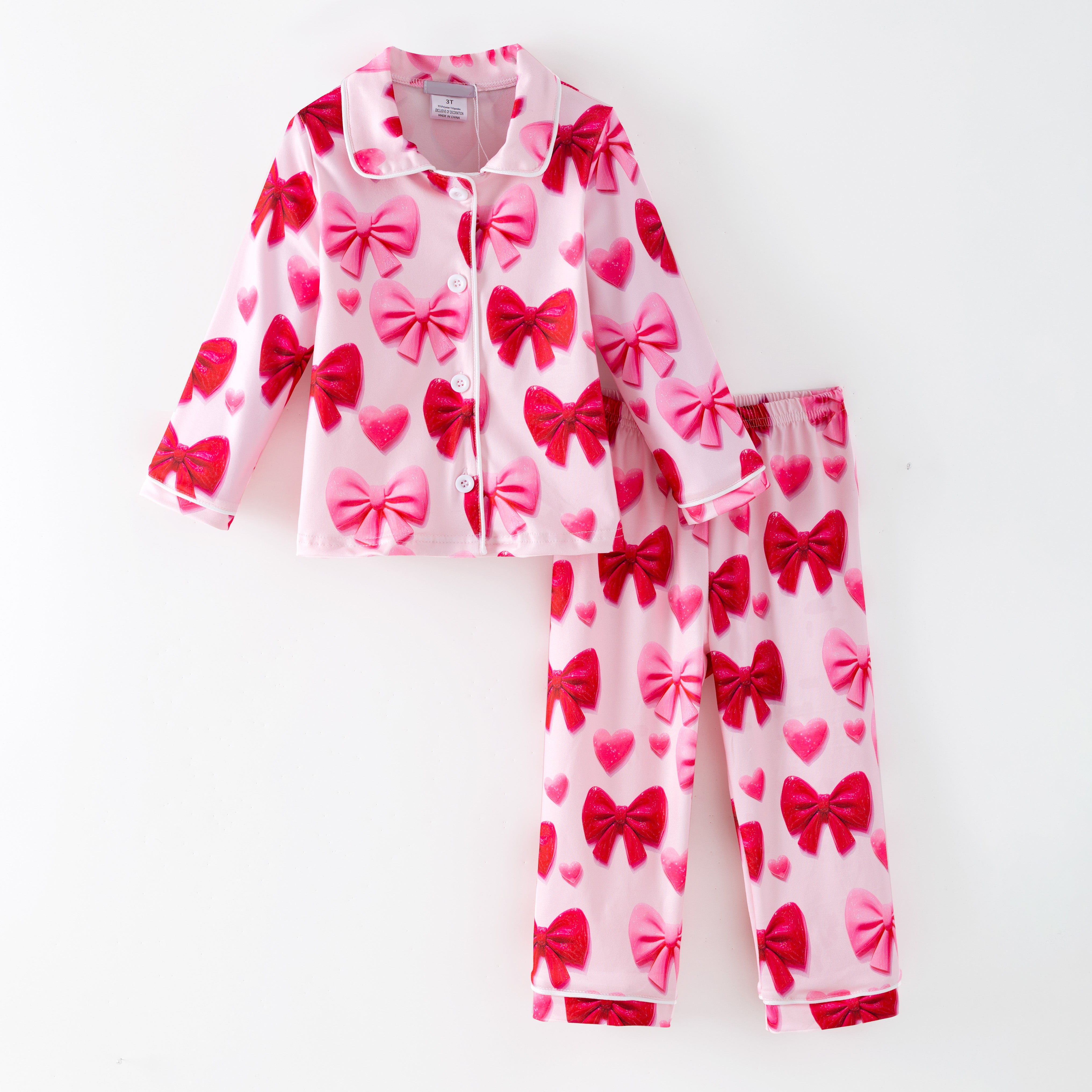 （Pre Order,Prepack Zone）Girls Valentine's Day Print Pajamas（Mix Size）