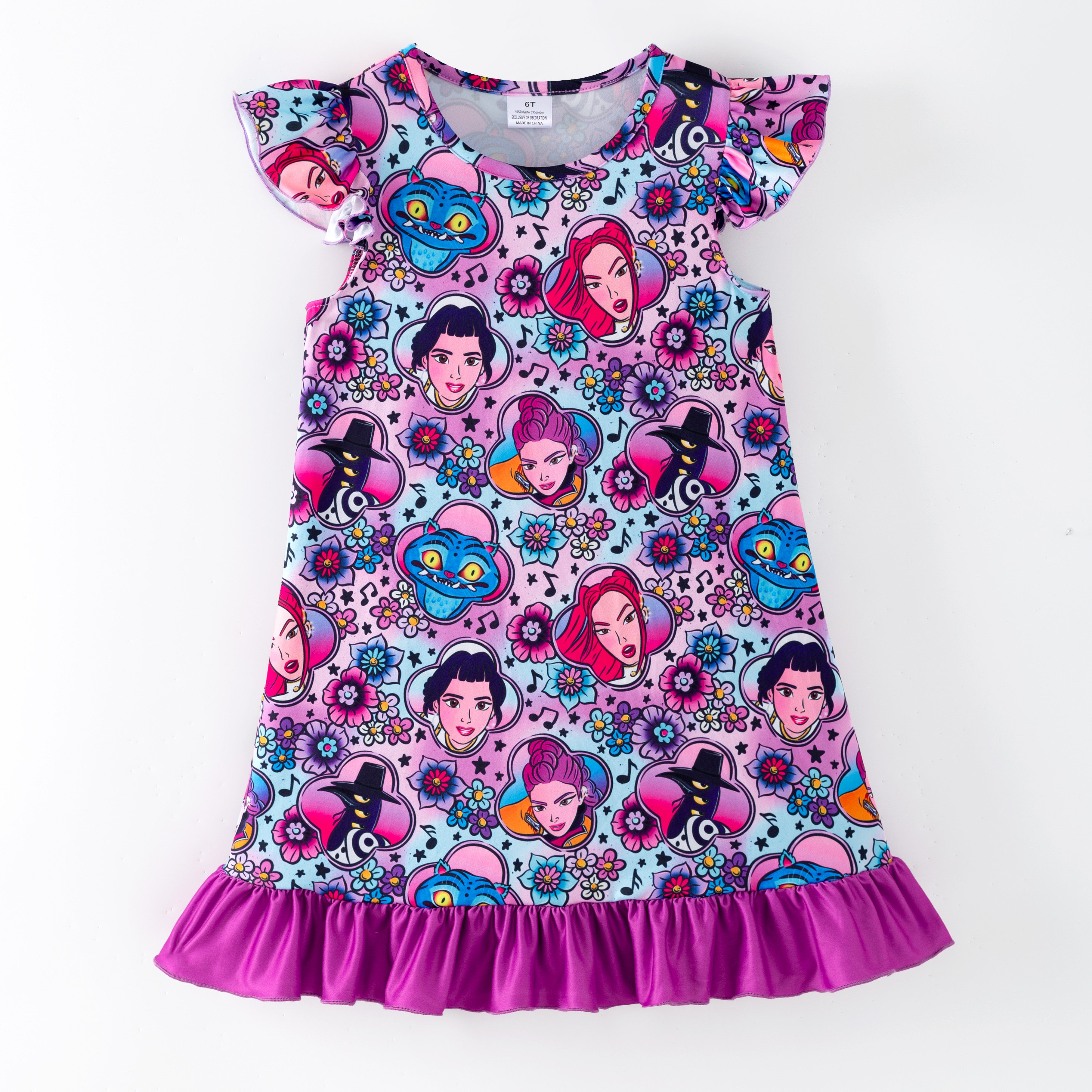 （Pre Order,Prepack Zone）Girls Movie Character Print Pajamas Dress（Mix Size）