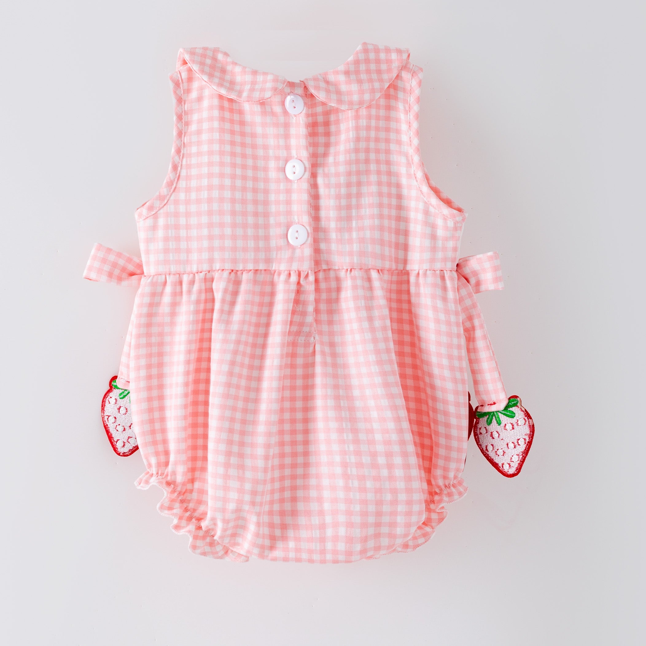 （In Stock）Girls Spring&Summer Strawberry Embroidery Smocked Set&Romper