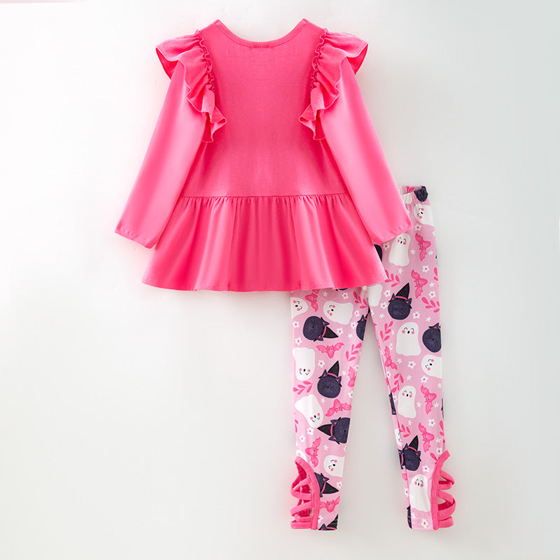 （In Stock）Girls Halloween Ghost Print Outfit Set