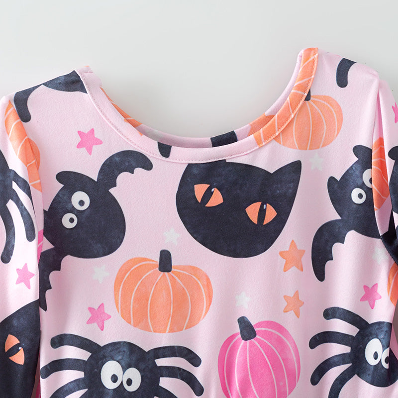 （In Stock）Girls Halloween Print Tulle Dress