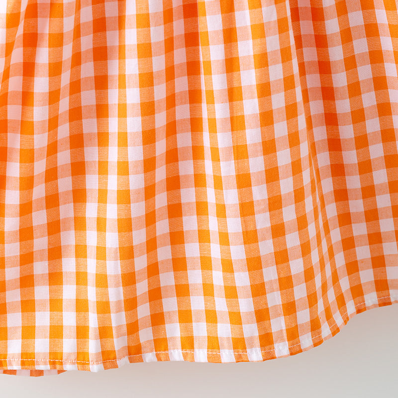 （In Stock）Girls Halloween Ghost Embroidery Smocked Cotton Dress