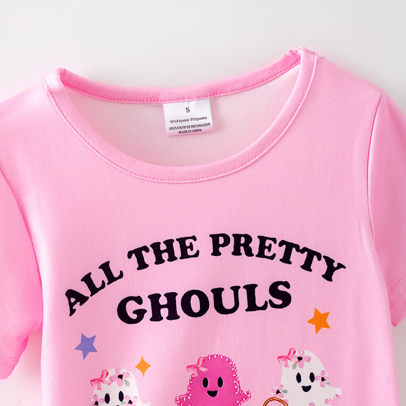 （In Stock）Girls Halloween Print Milk Silk Top