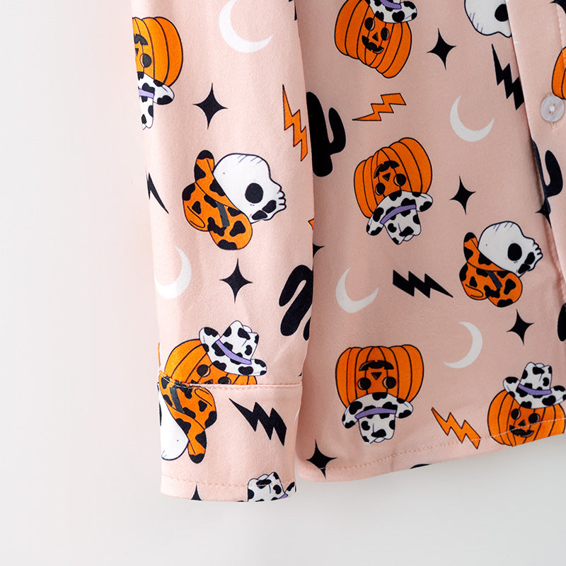 （In Stock）Boys Halloween Cartoon Print Shirt