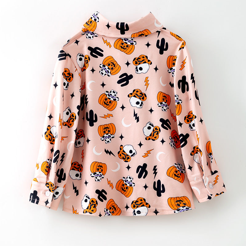（In Stock）Boys Halloween Cartoon Print Shirt