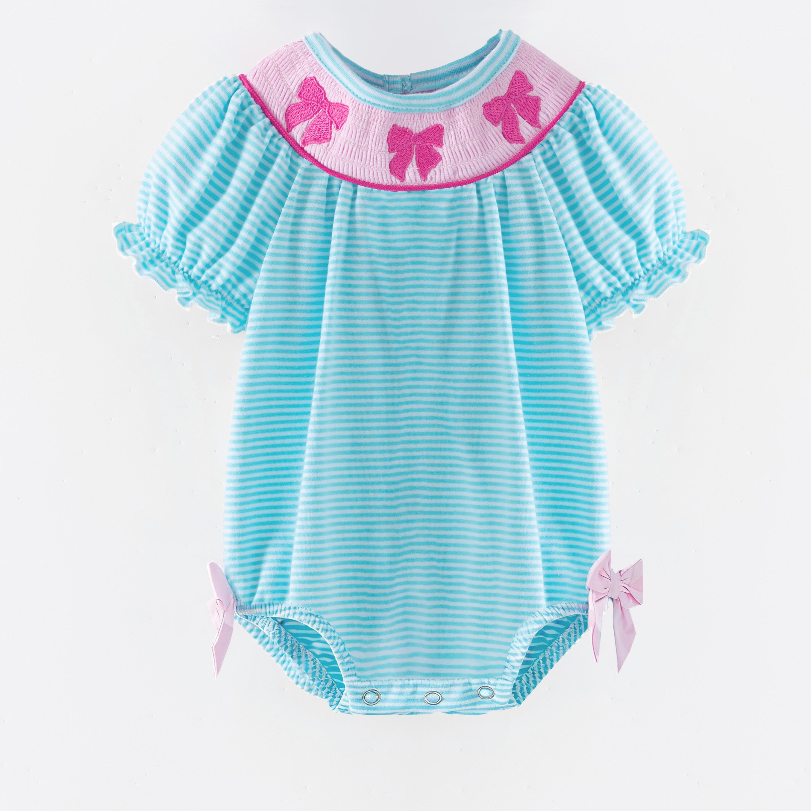 （In Stock）Sisters Spring&Summer Bow Embroidery Smocked Dress&Romper