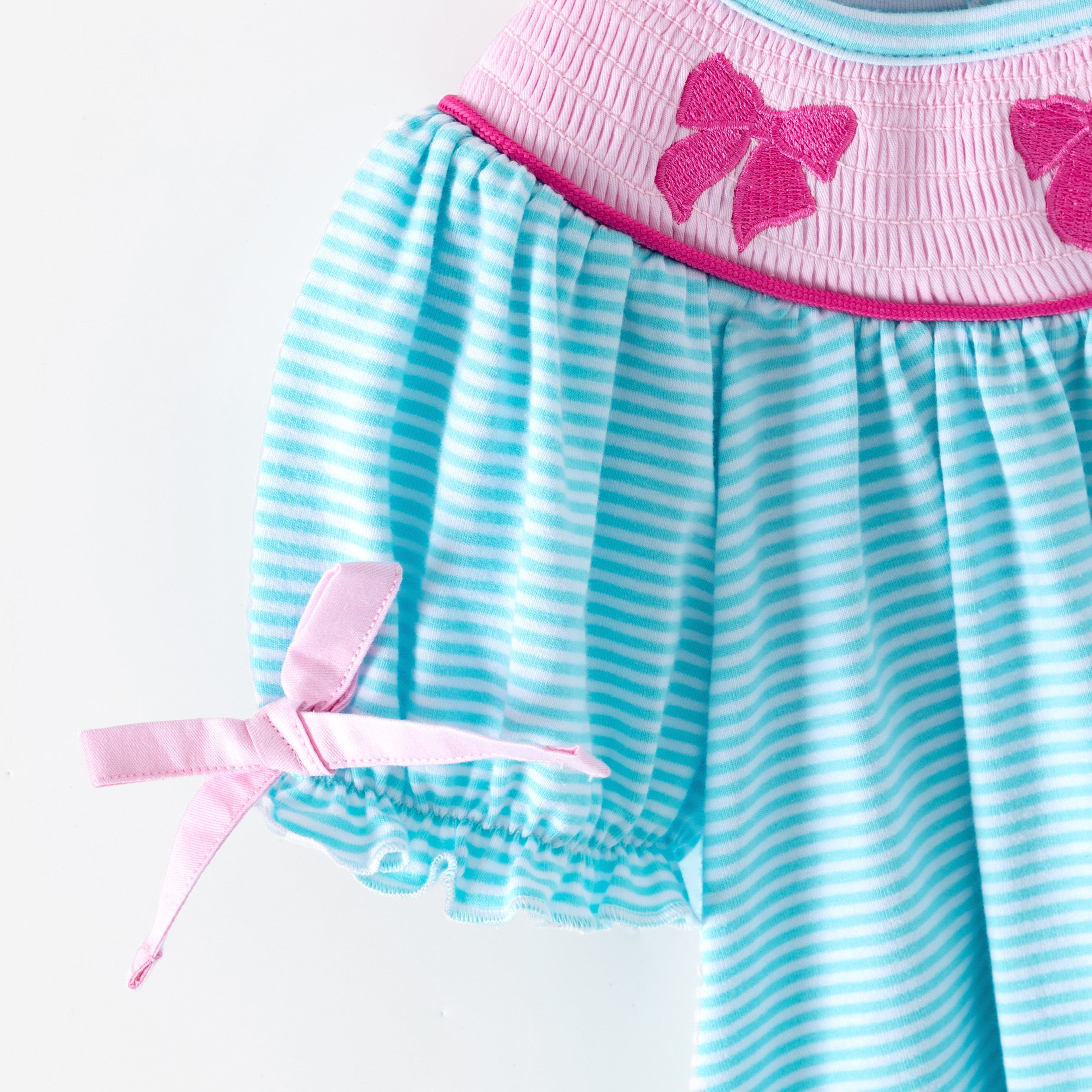 （In Stock）Sisters Spring&Summer Bow Embroidery Smocked Dress&Romper