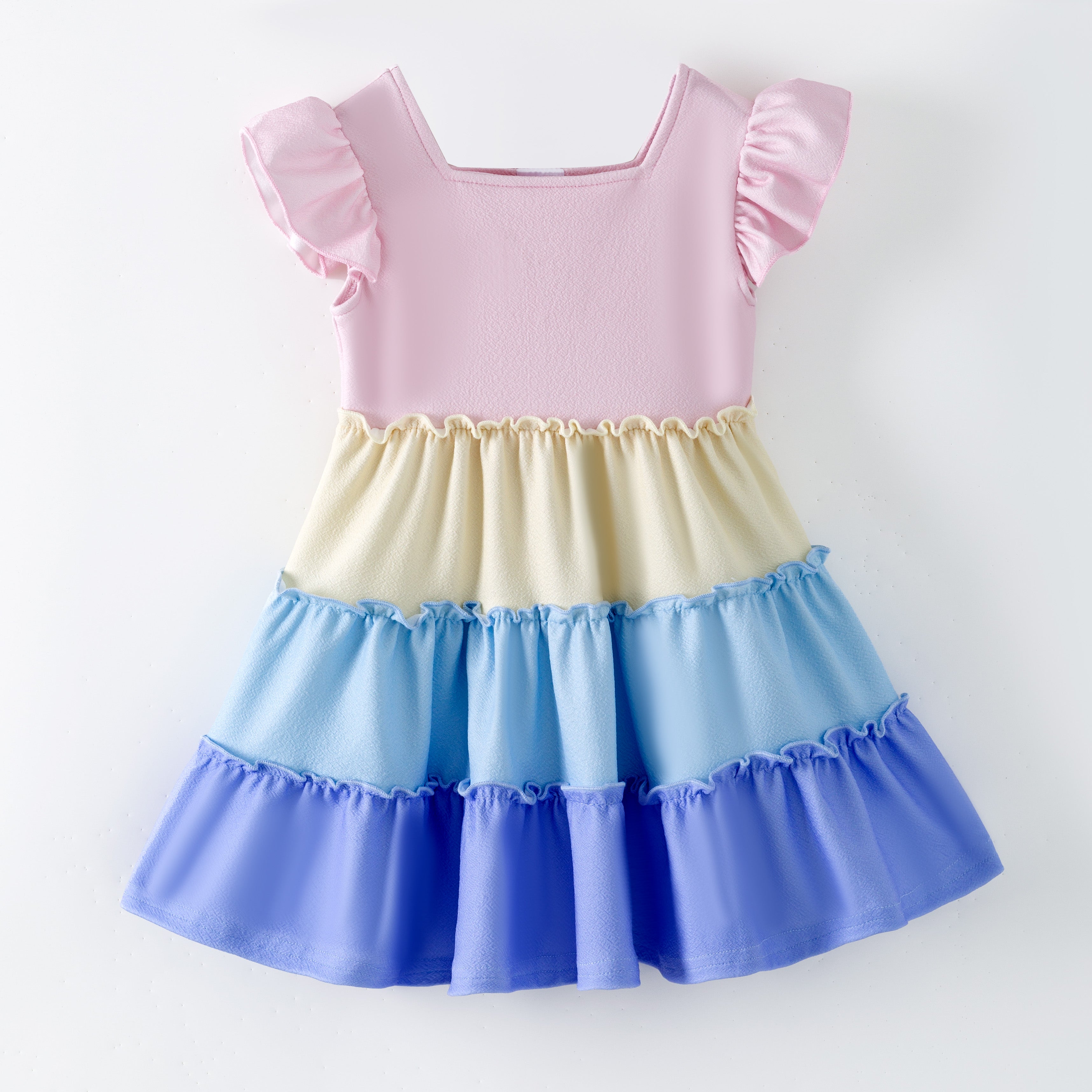 （In Stock）Girls Spring&Summer Color Matching Dress