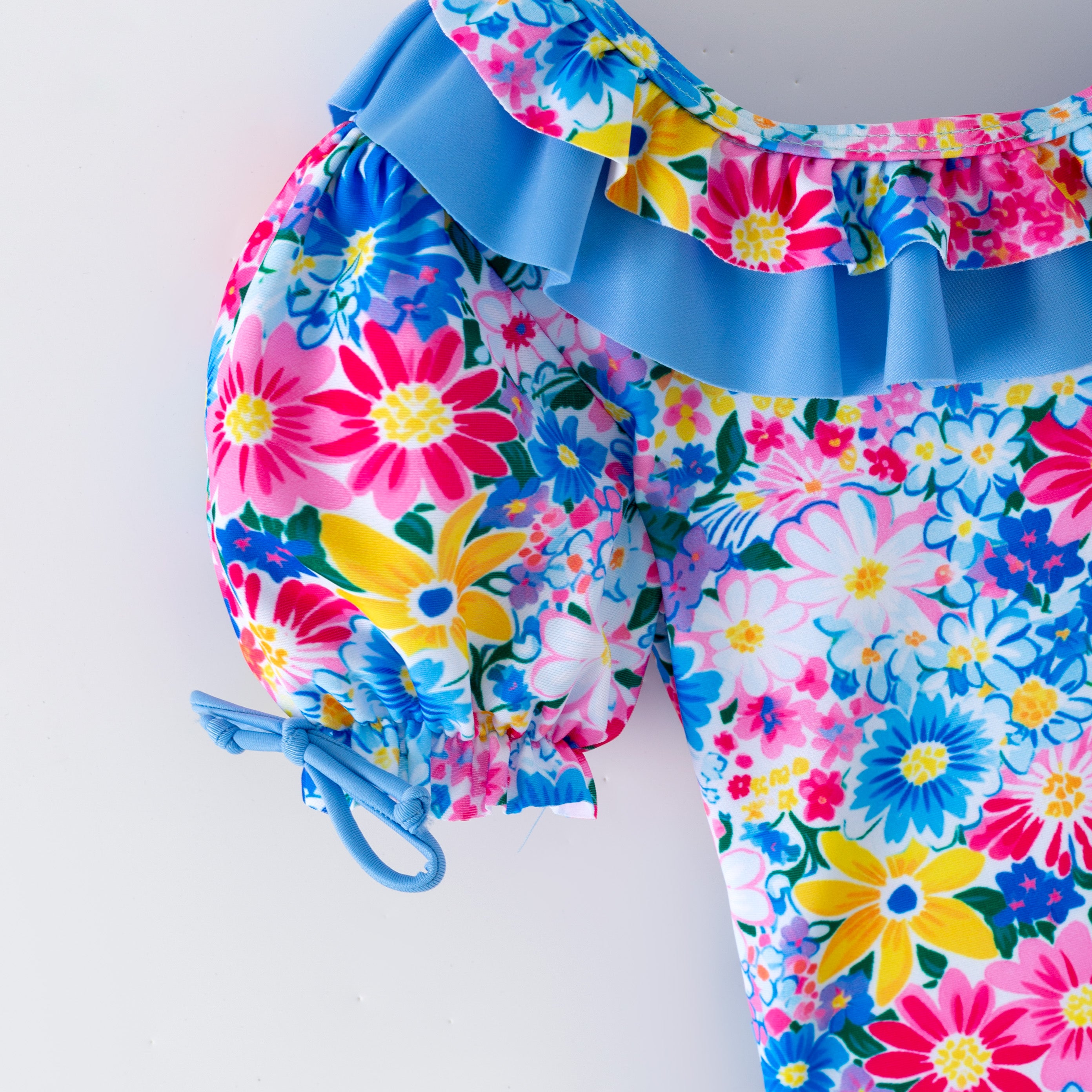 （In Stock）Girls Summer Floral Print Ruffle Swimsuit