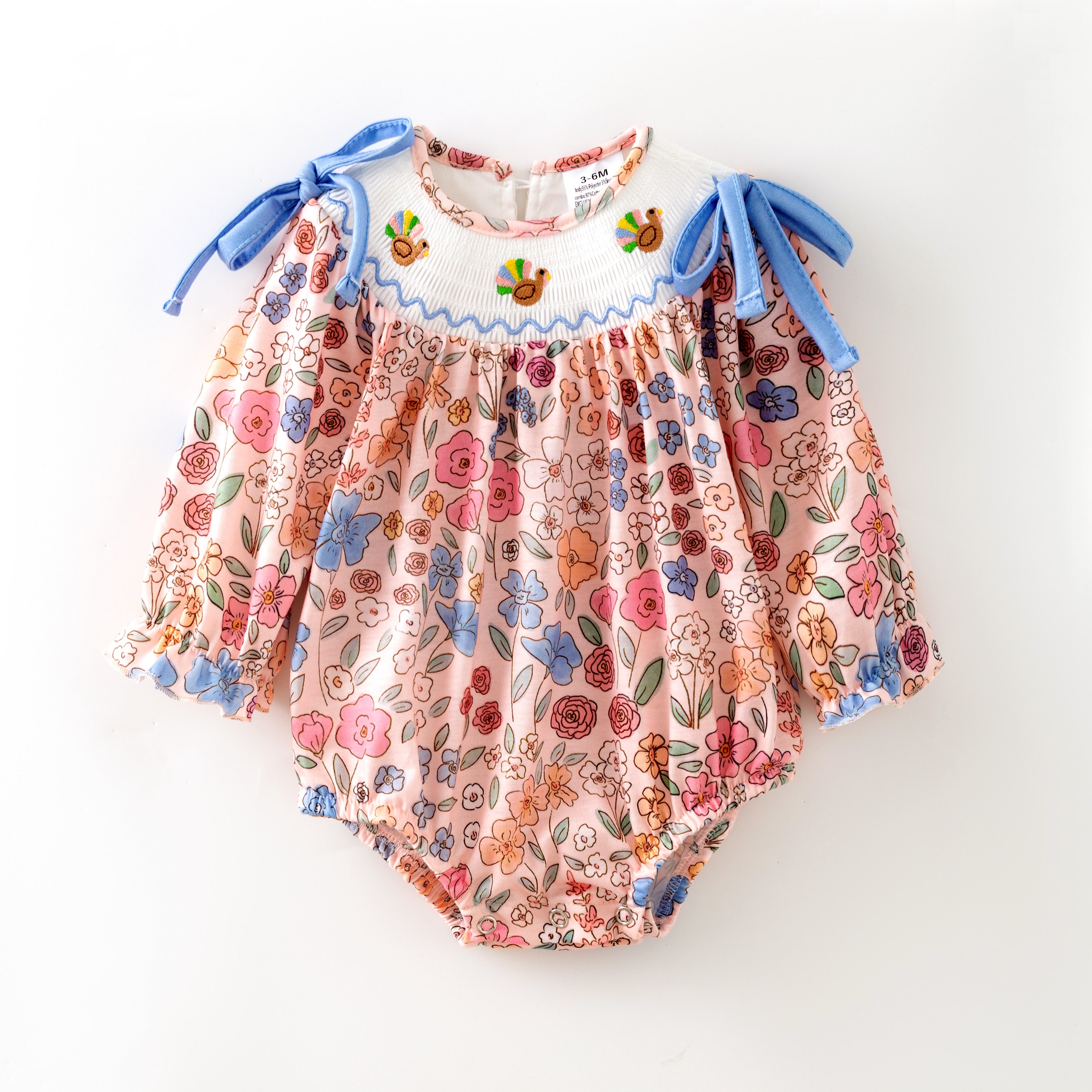 （Pre Order）Girls Thanksgiving Turkey Embroidery Smocked Dress,Set＆Romper