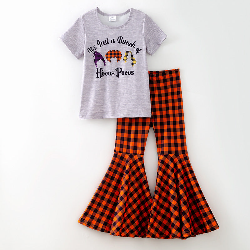 （In Stock）Girls Halloween Print Outfit Set