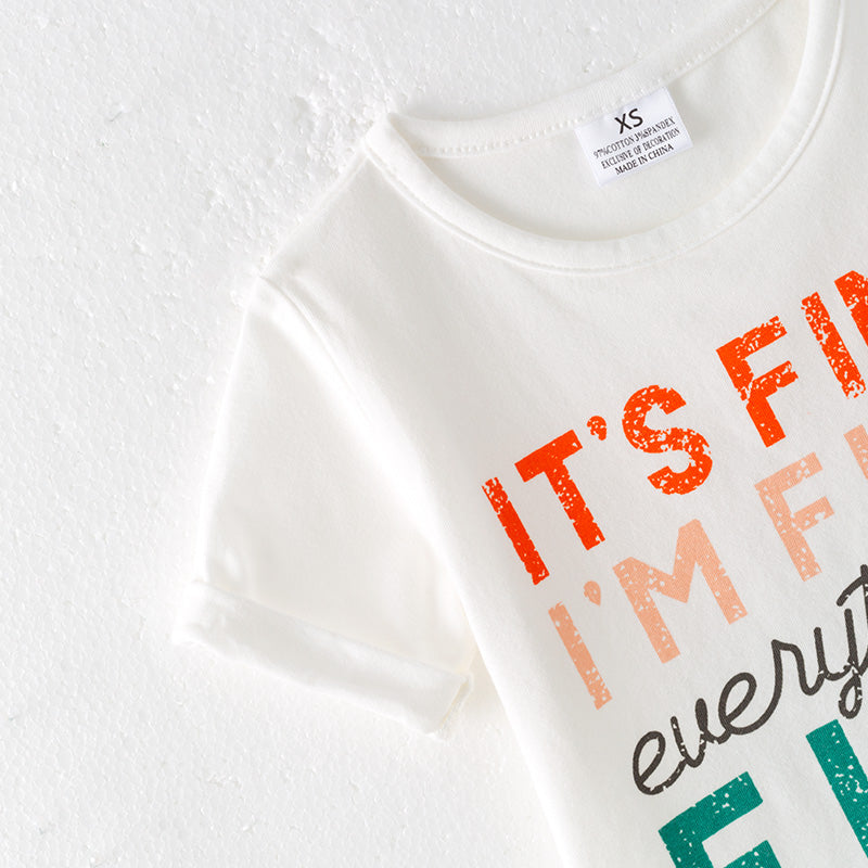 （In Stock）Girls Spring and Summer FINE Print Cotton Top