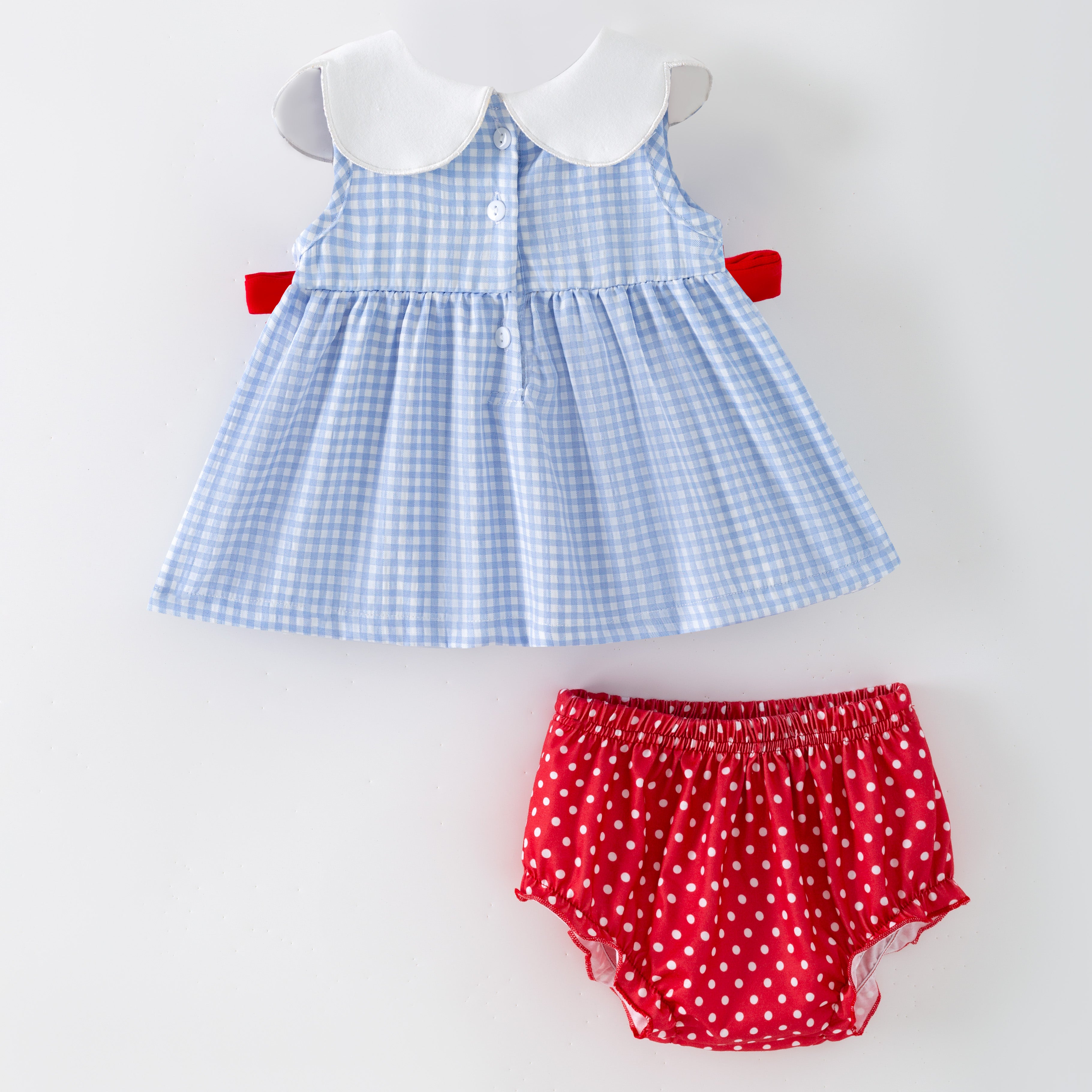 （In Stock）Girls Spring&Summer Strawberry Embroidery Doll Collar Dress&Bloomer Set