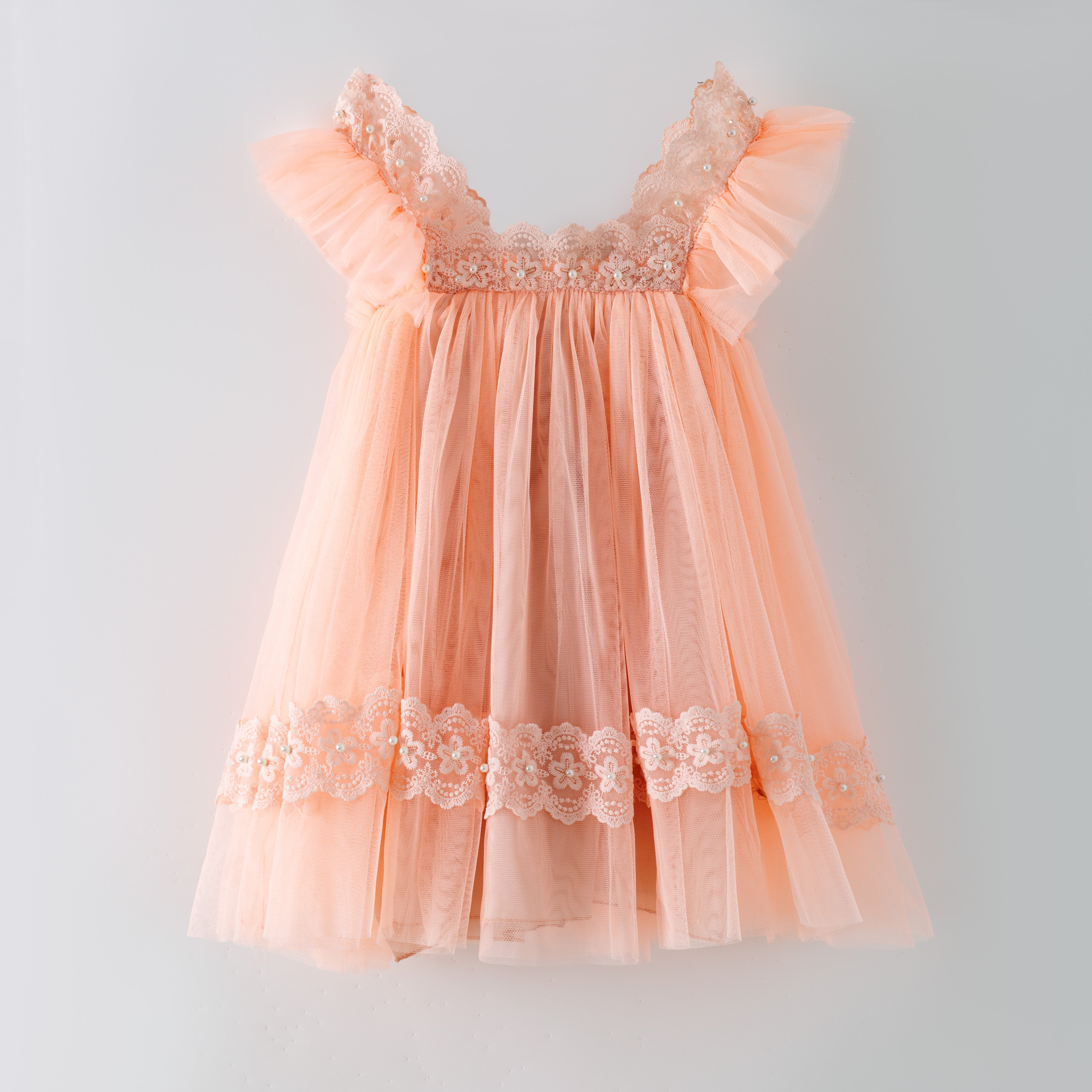 （In Stock）Girls Spring&Summer Coral Tulle Dress