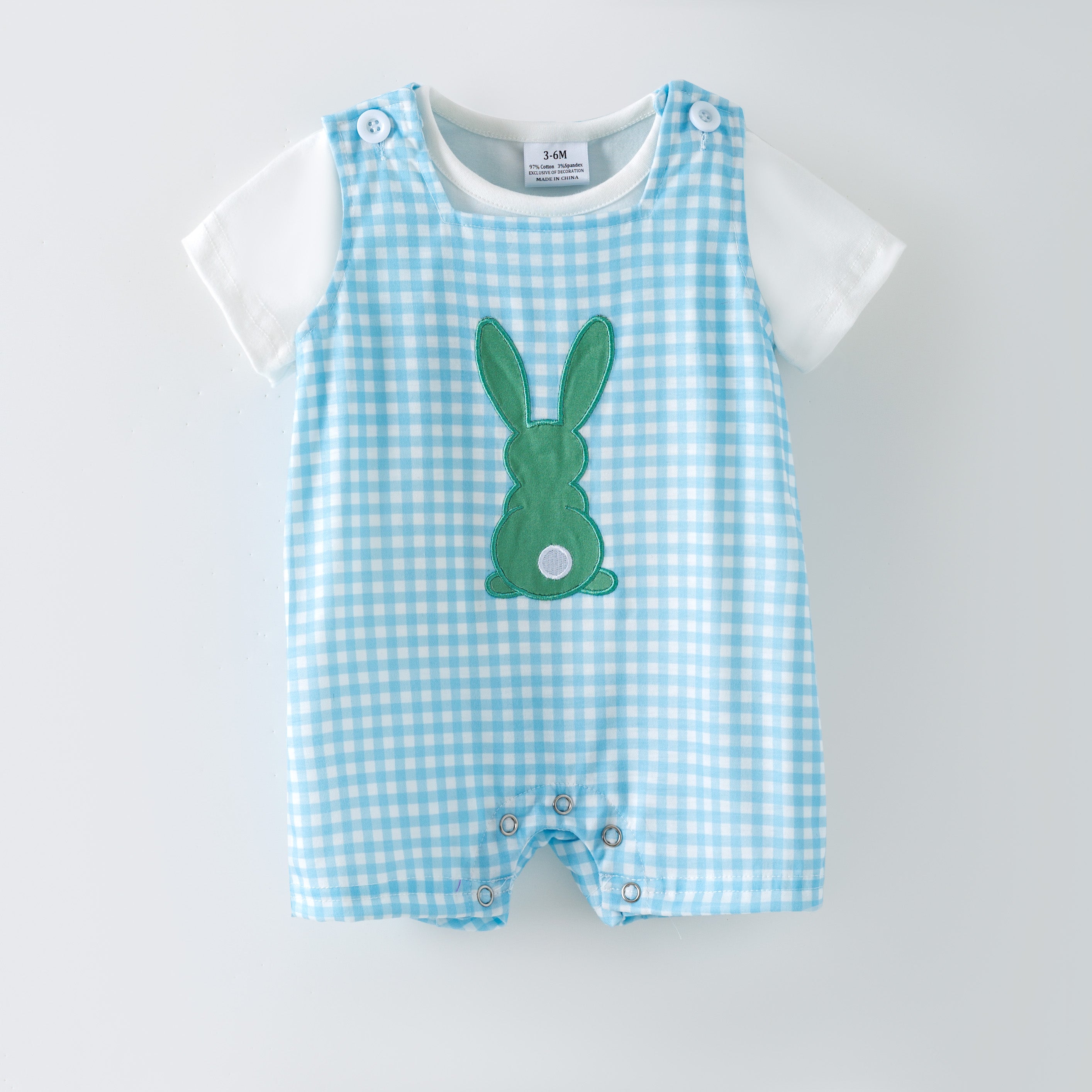（In Stock）Siblings Easter Bunny Applique Dress,Top&Romper