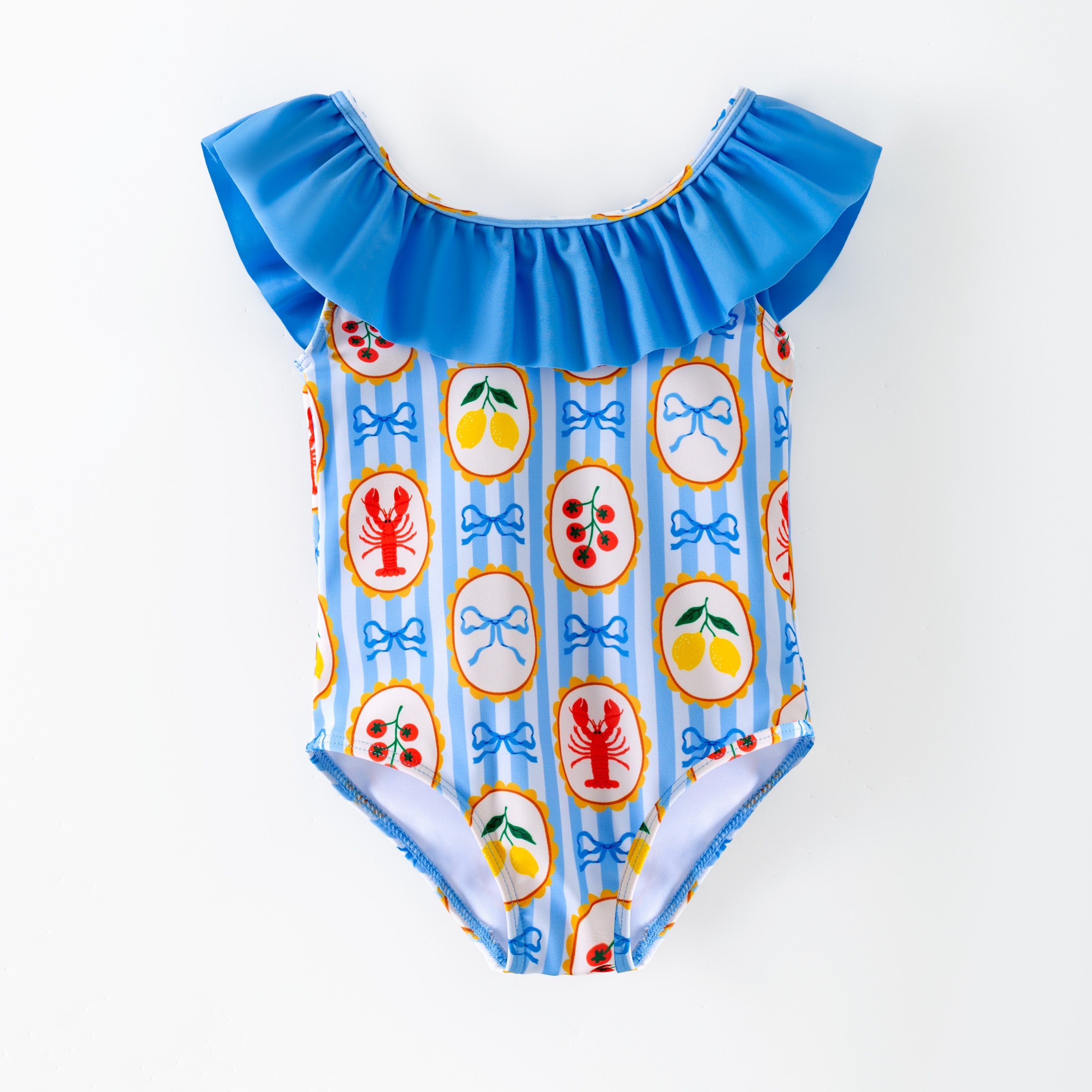 （In Stock）Girls Summer Print Ruffle Swimsuit