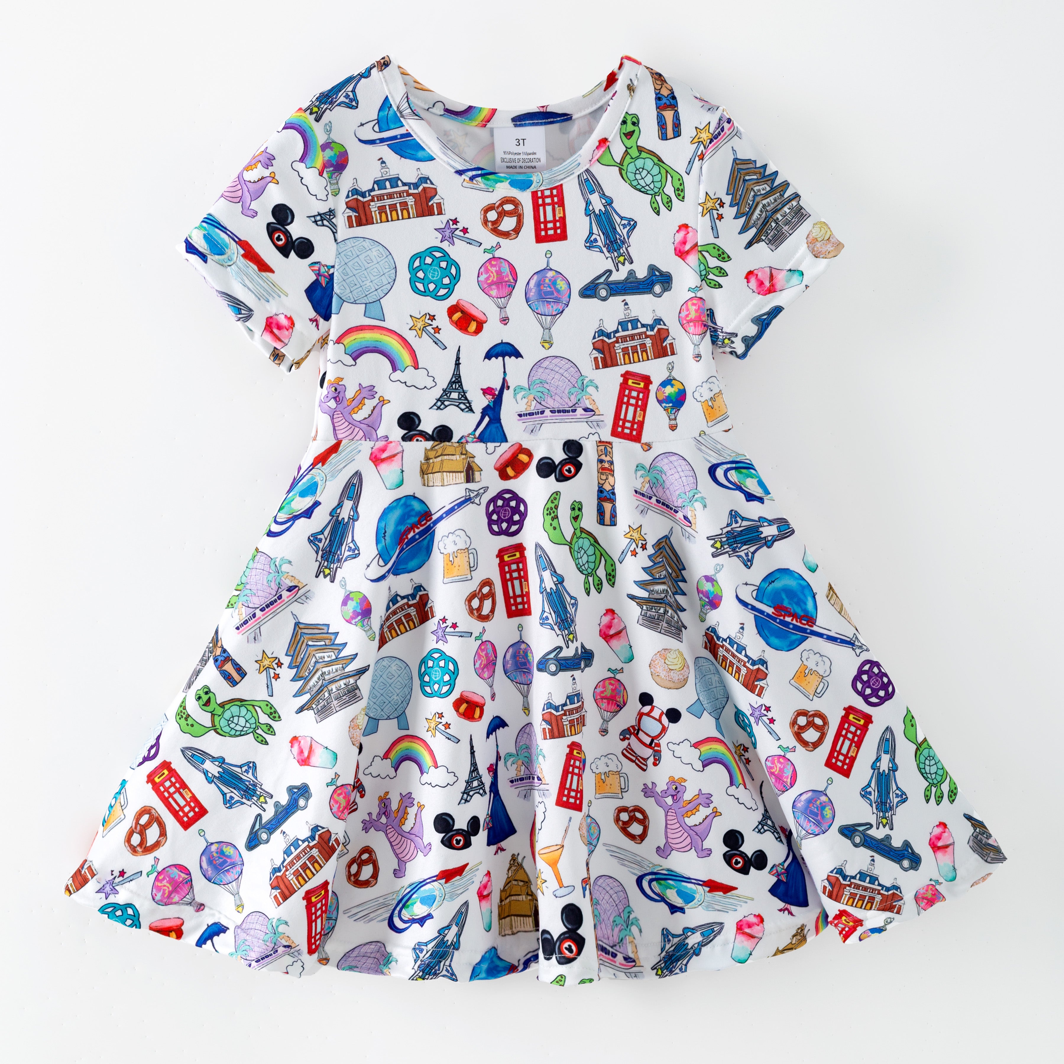 （Pre Order,Prepack Zone）Girls Spring&Summer Cartoon Print Dress（Mix Size）