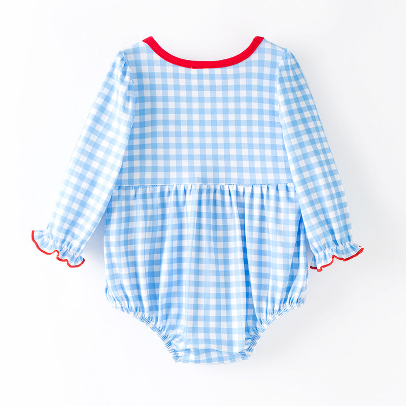 （In Stock）Toddler Girls Christmas Embroidery Smocked Romper